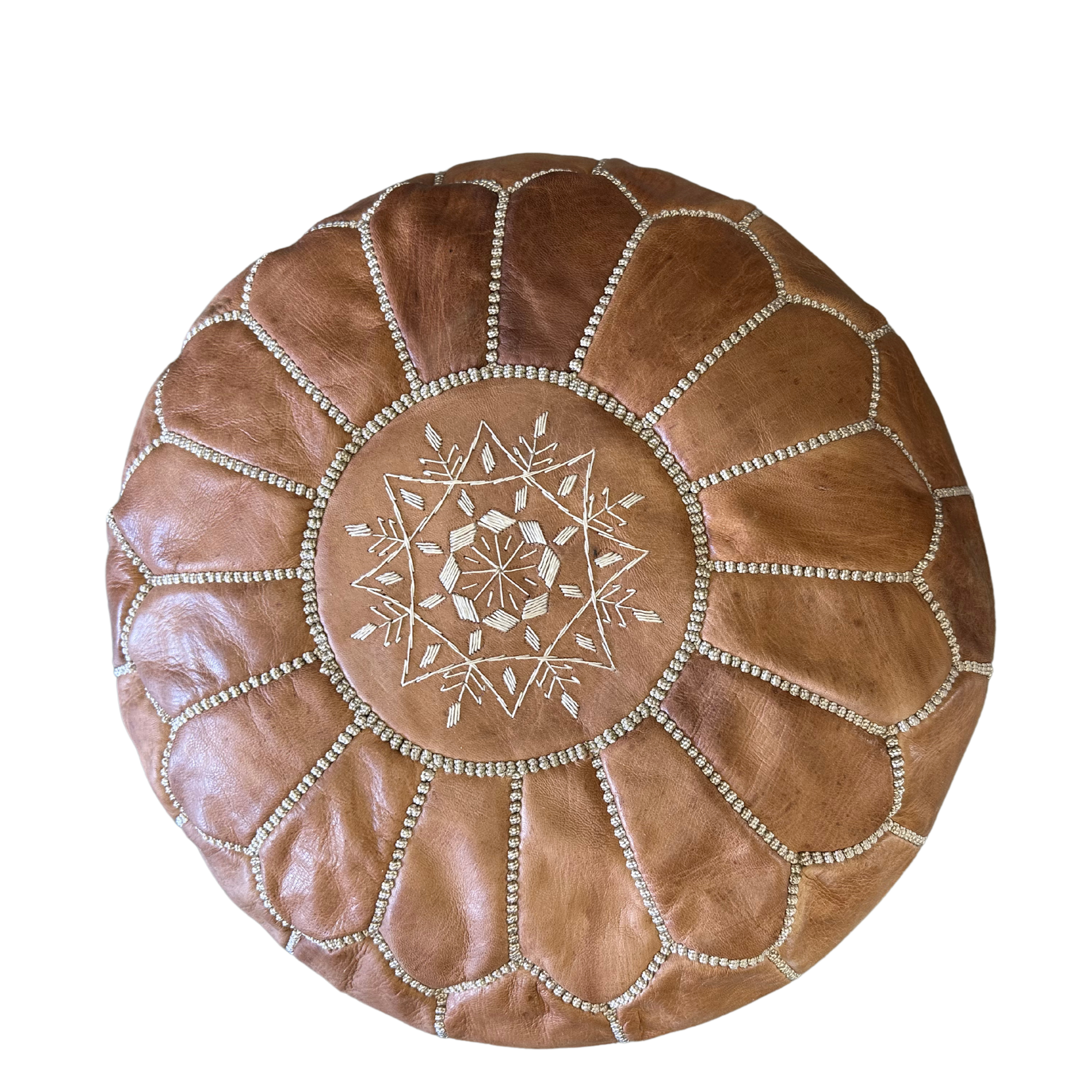 Marokkopude/puf - brun med syninger