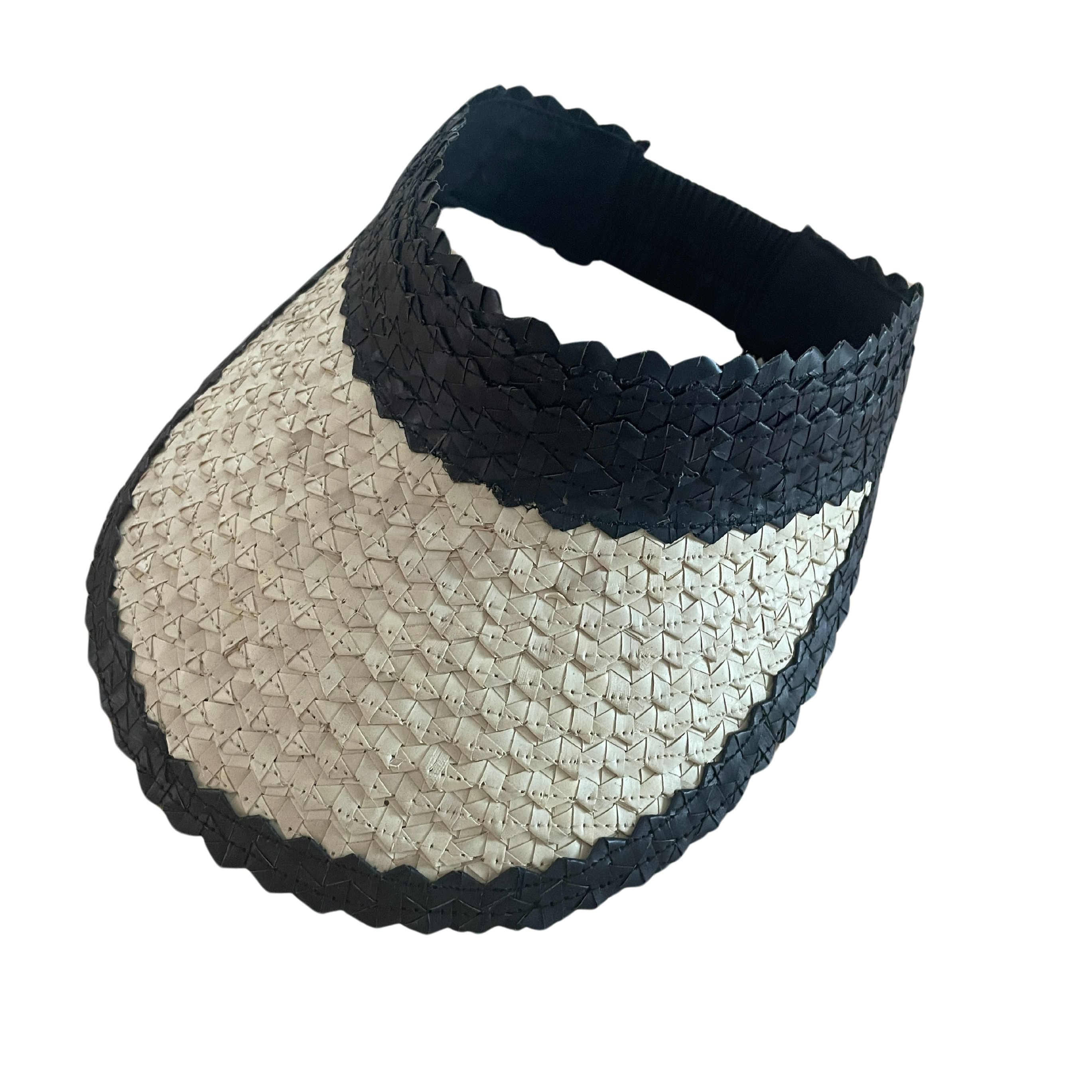 Solhat i palmeblade - natur/sort