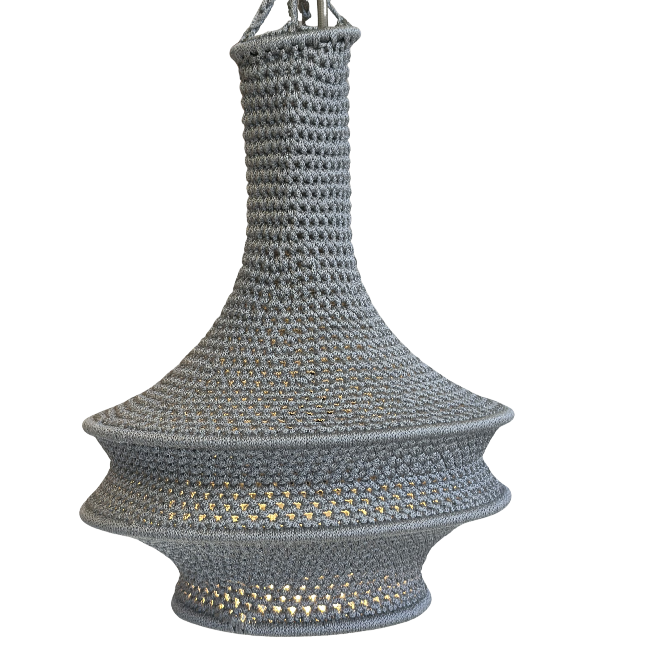 Lampeskærm - hæklet (grå - 30 cm.)