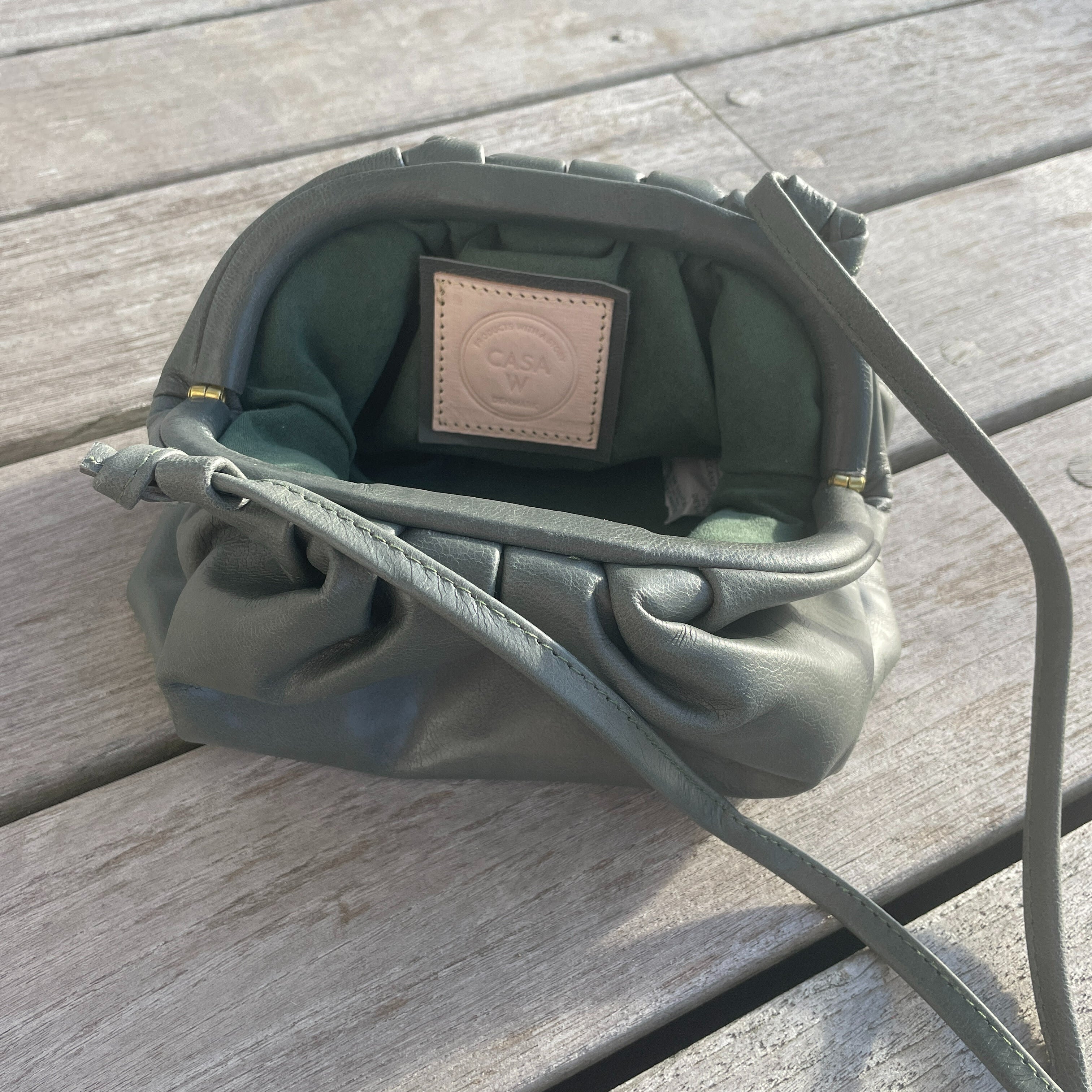 Lædertaske/-clutch - camel brun