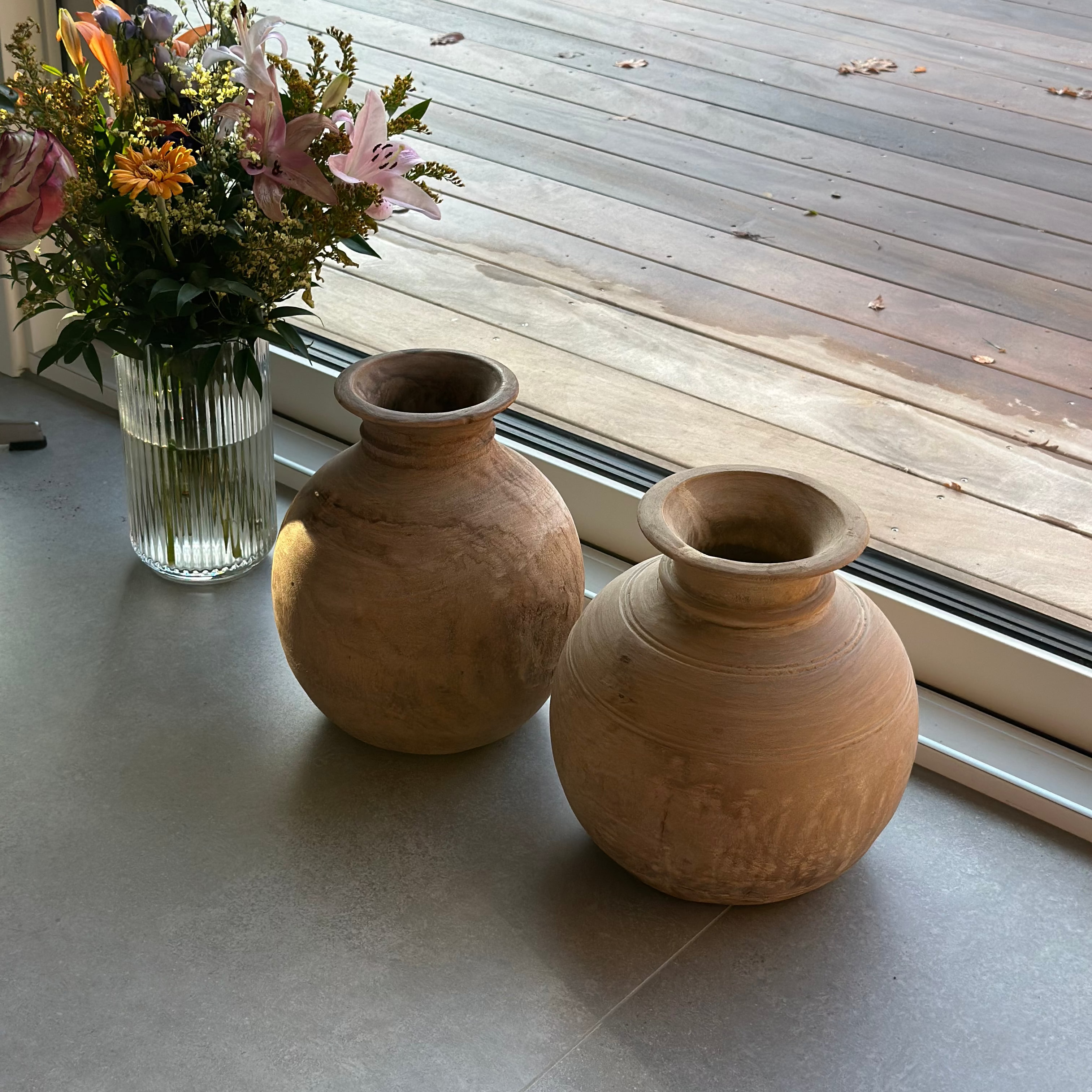 Vintage trækrukke - ca. 25 cm. i diameter og 30 cm. høj