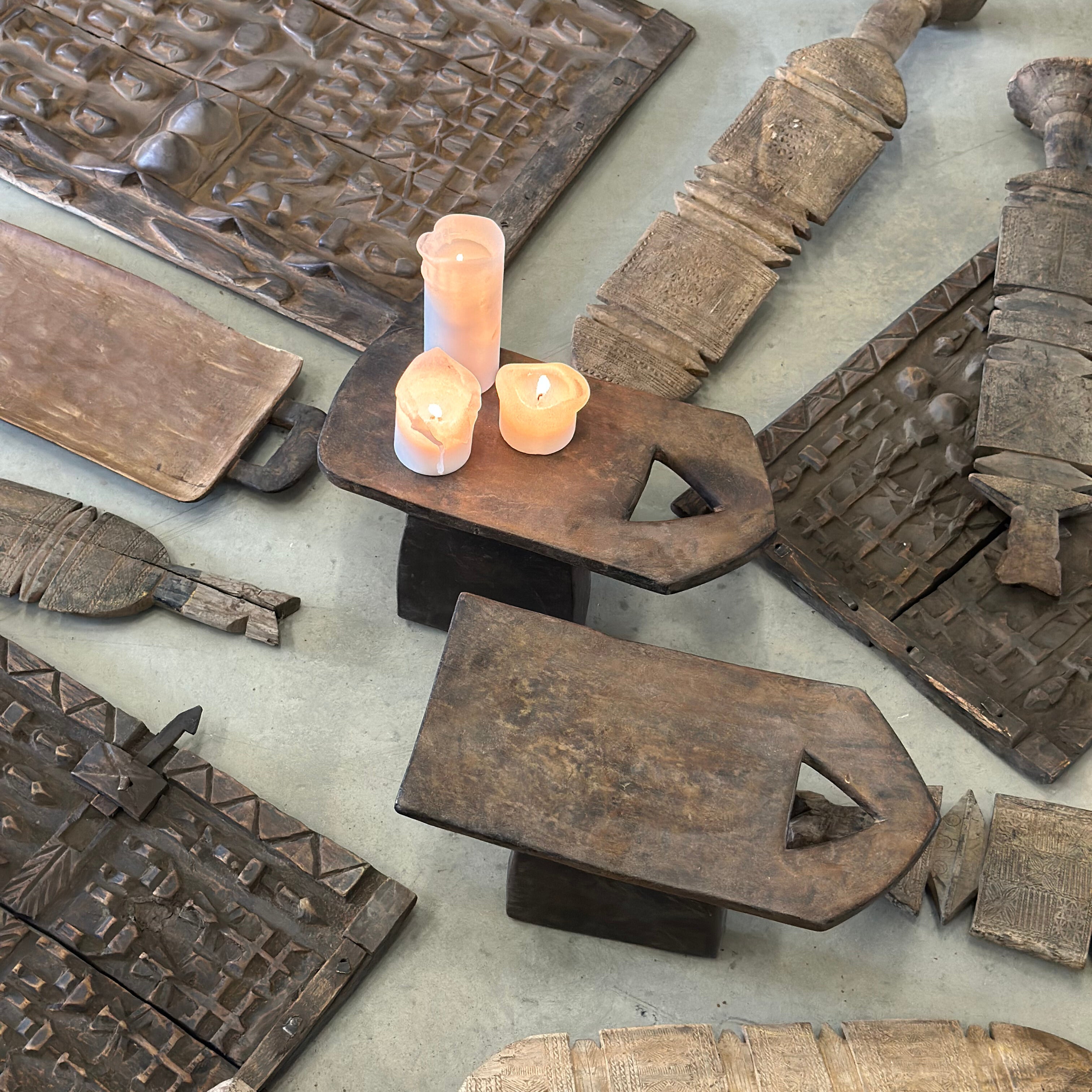 Vintage Senufo håndlavet skammel i træ - Burkina Faso