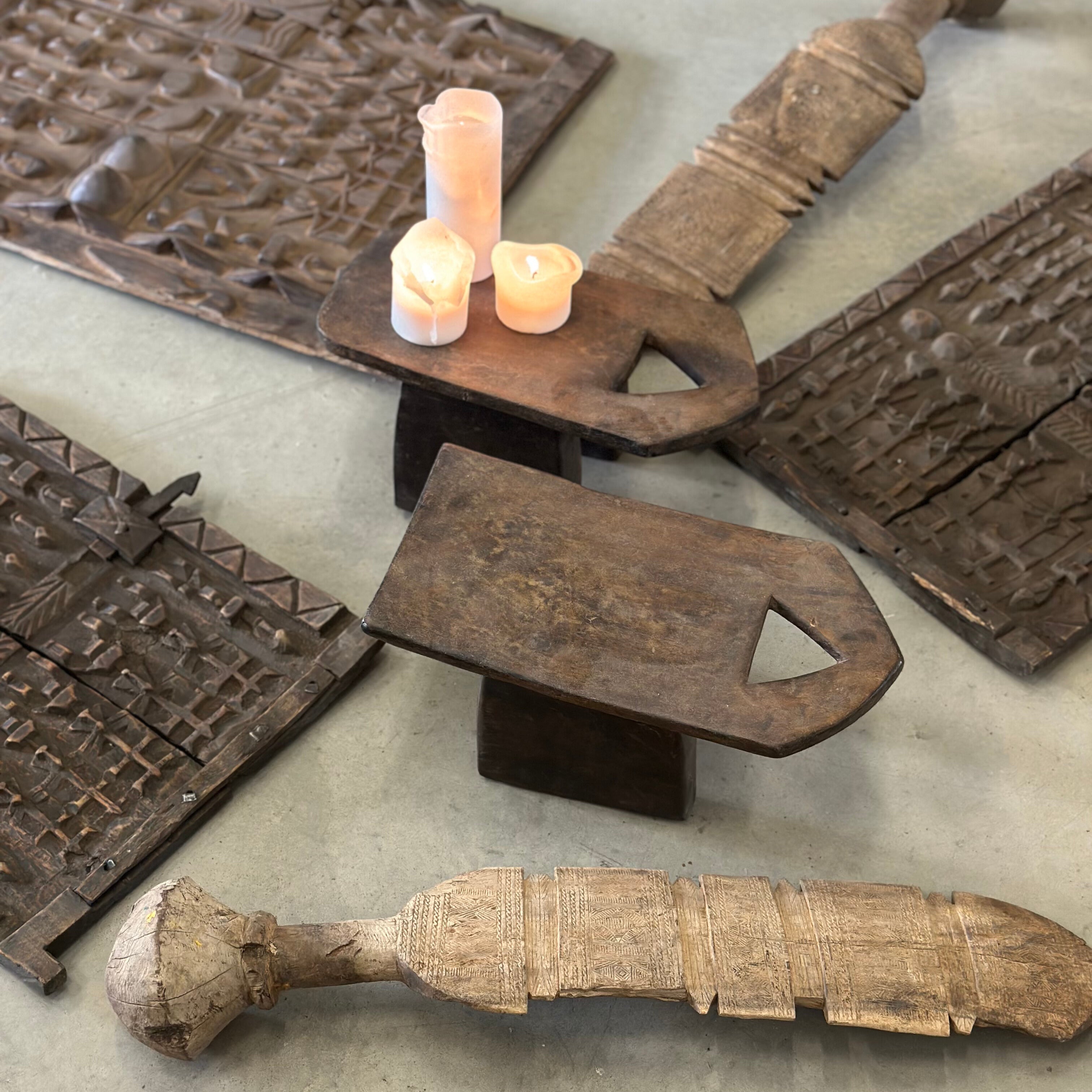 Vintage Senufo håndlavet skammel i træ - Burkina Faso