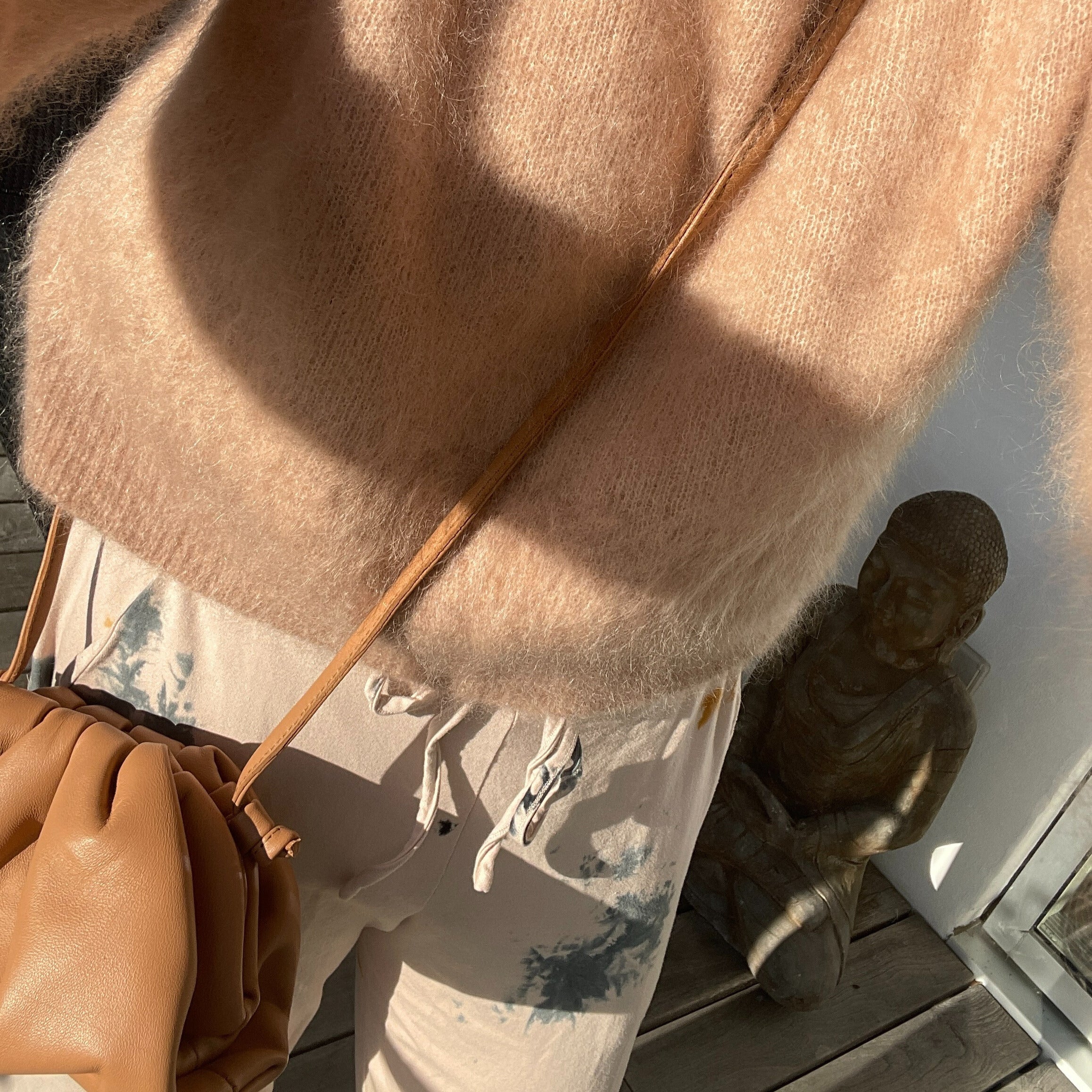 Lædertaske/-clutch - camel brun