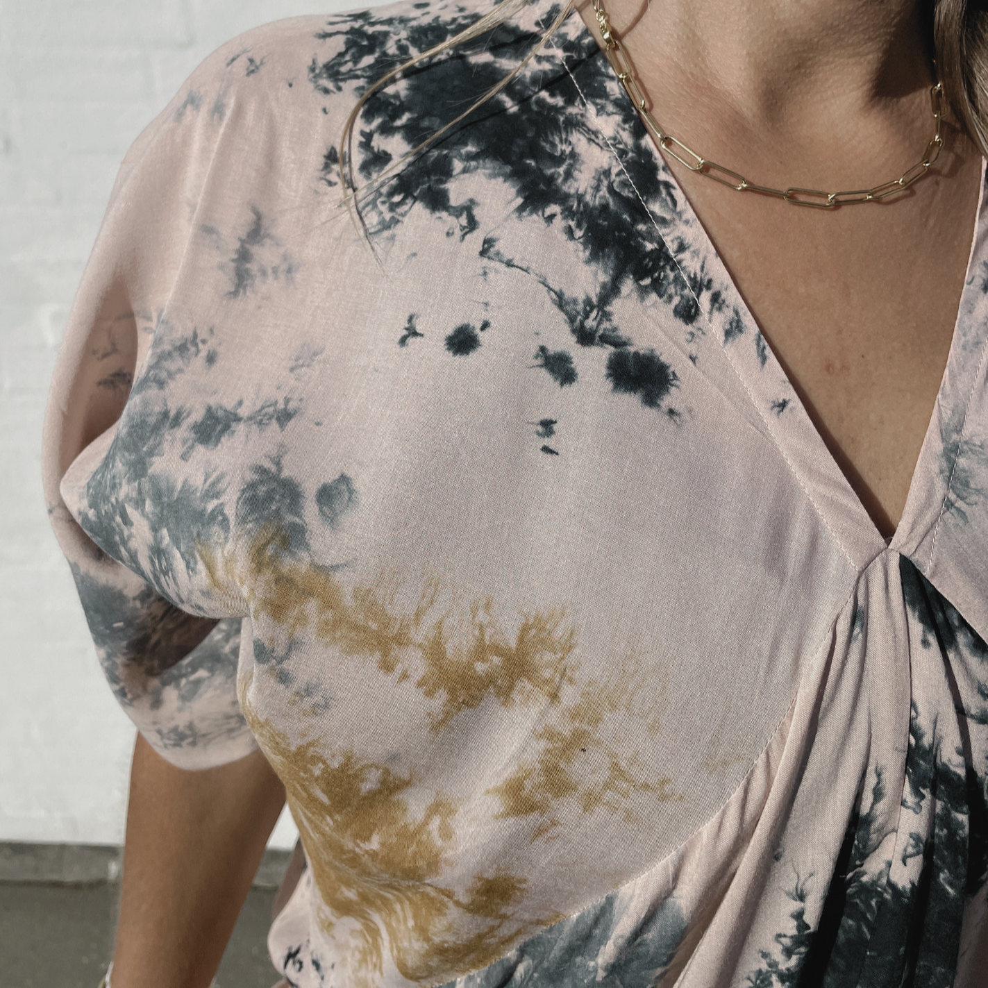 Kaftan/kjole i Tie Dye - knælang