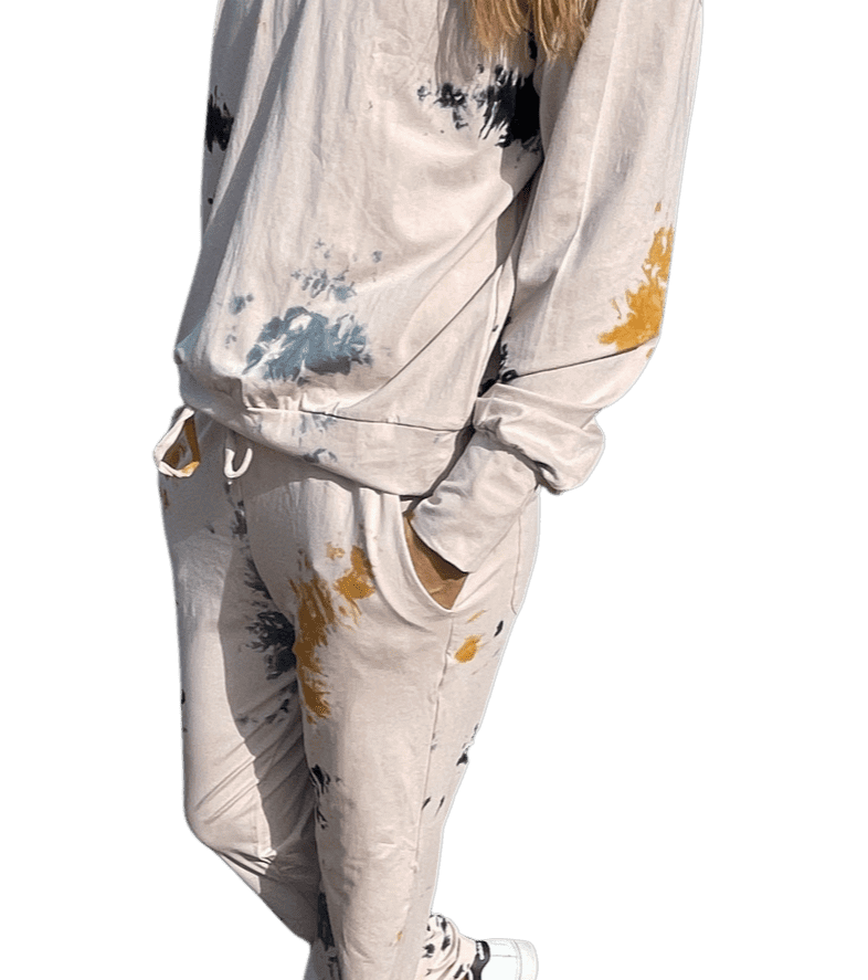 Loungewear - Tie Dye bukser med lige ben i bambus/elastan