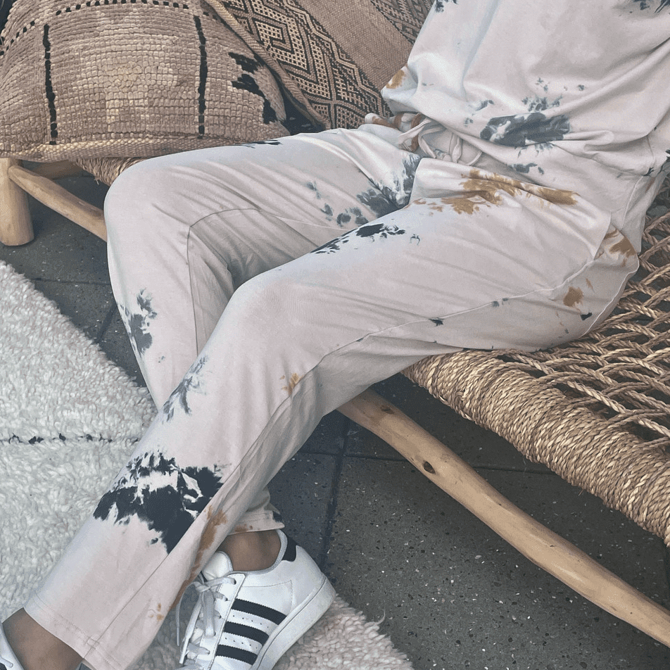 Loungewear - Tie Dye bukser med lige ben i bambus/elastan