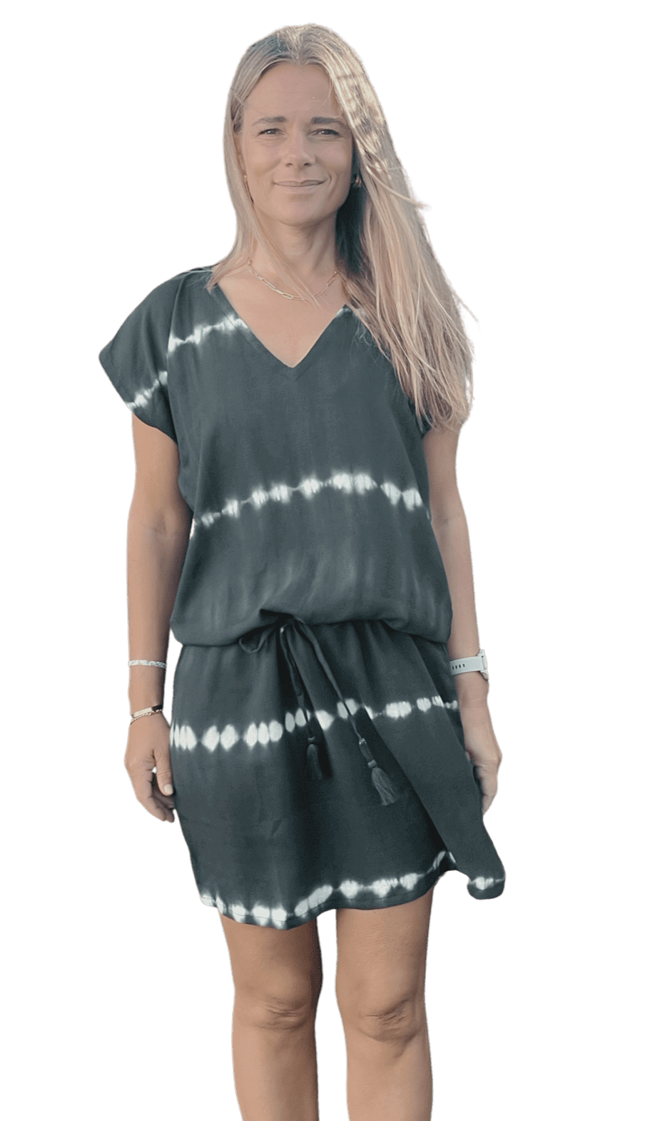 Kort kjole i modal med bindebælte