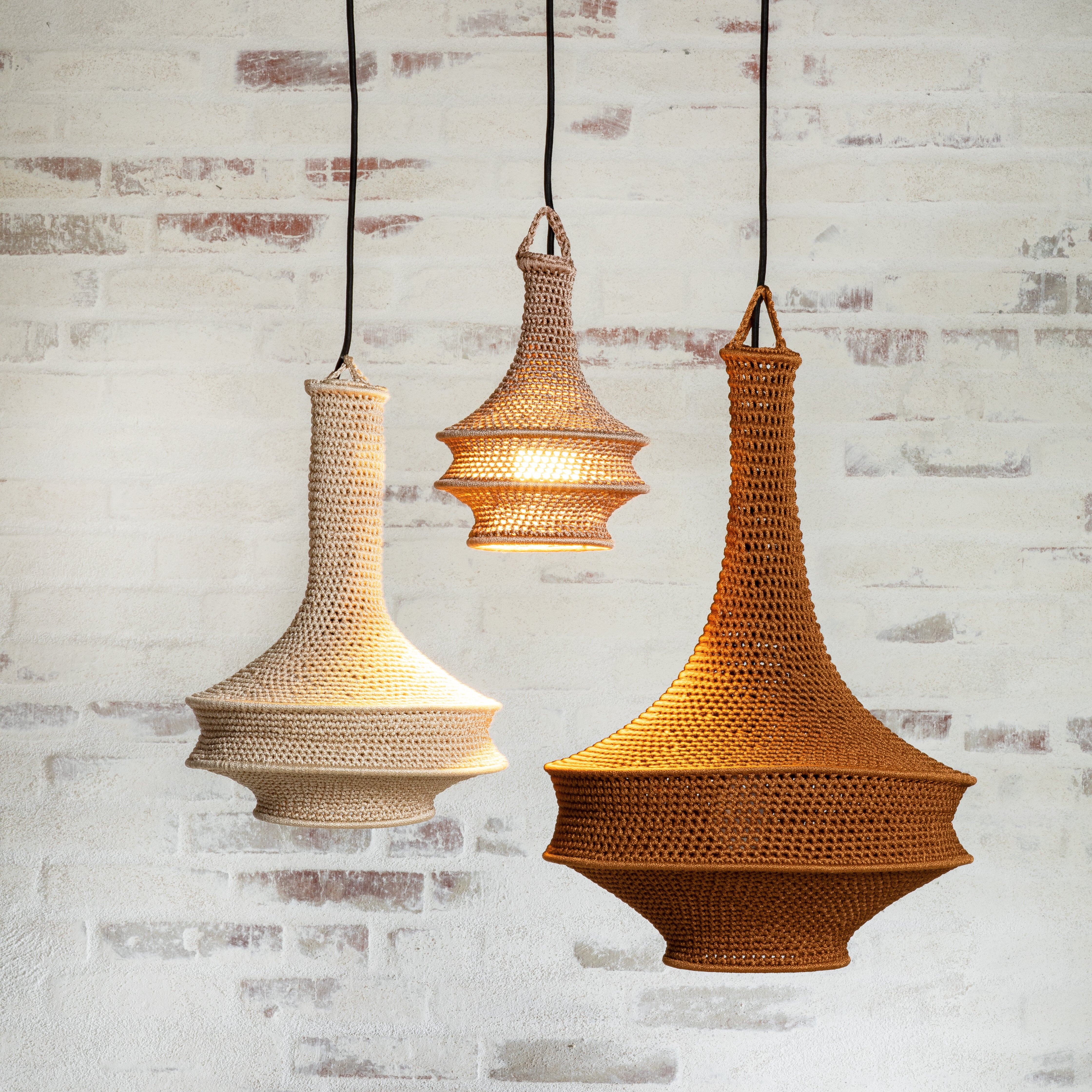 Lampeskærm - hæklet (mink - 25 cm.)