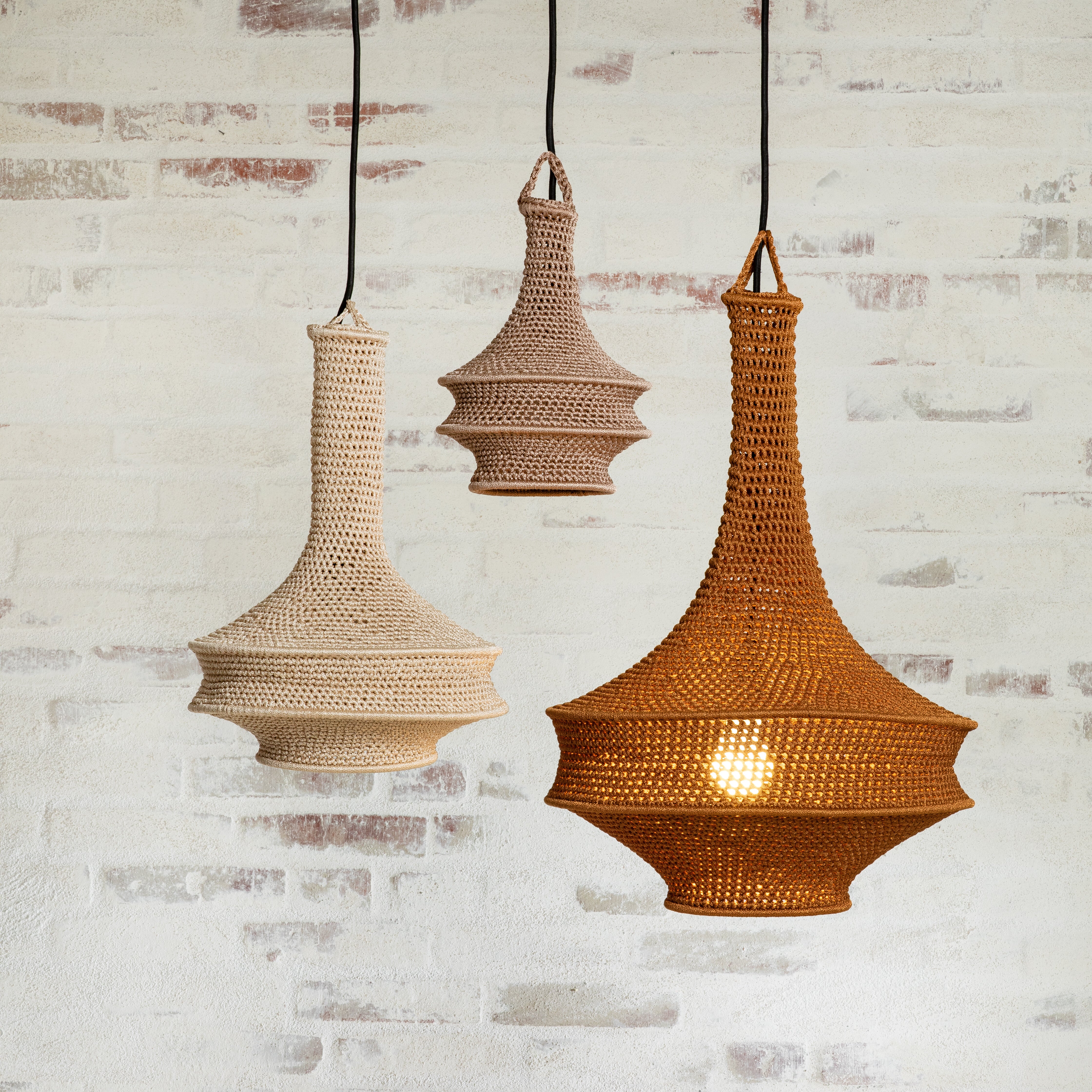 Lampeskærm - hæklet (mink - 25 cm.)