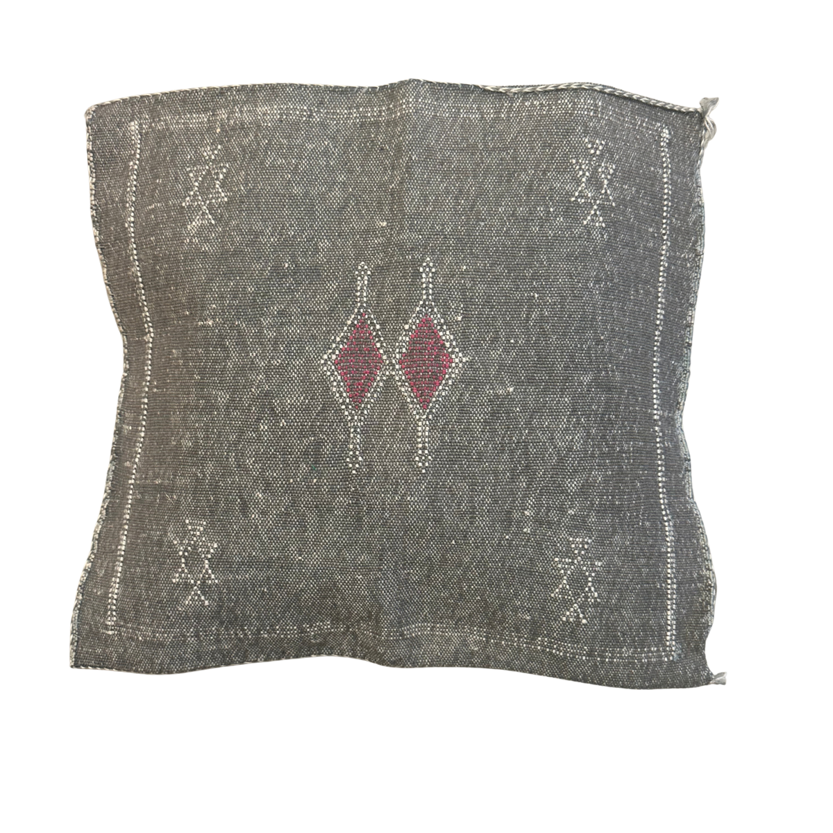 Kaktussilke pudebetræk ca. 45 x 45 cm - grå m. pink/lyst mønster