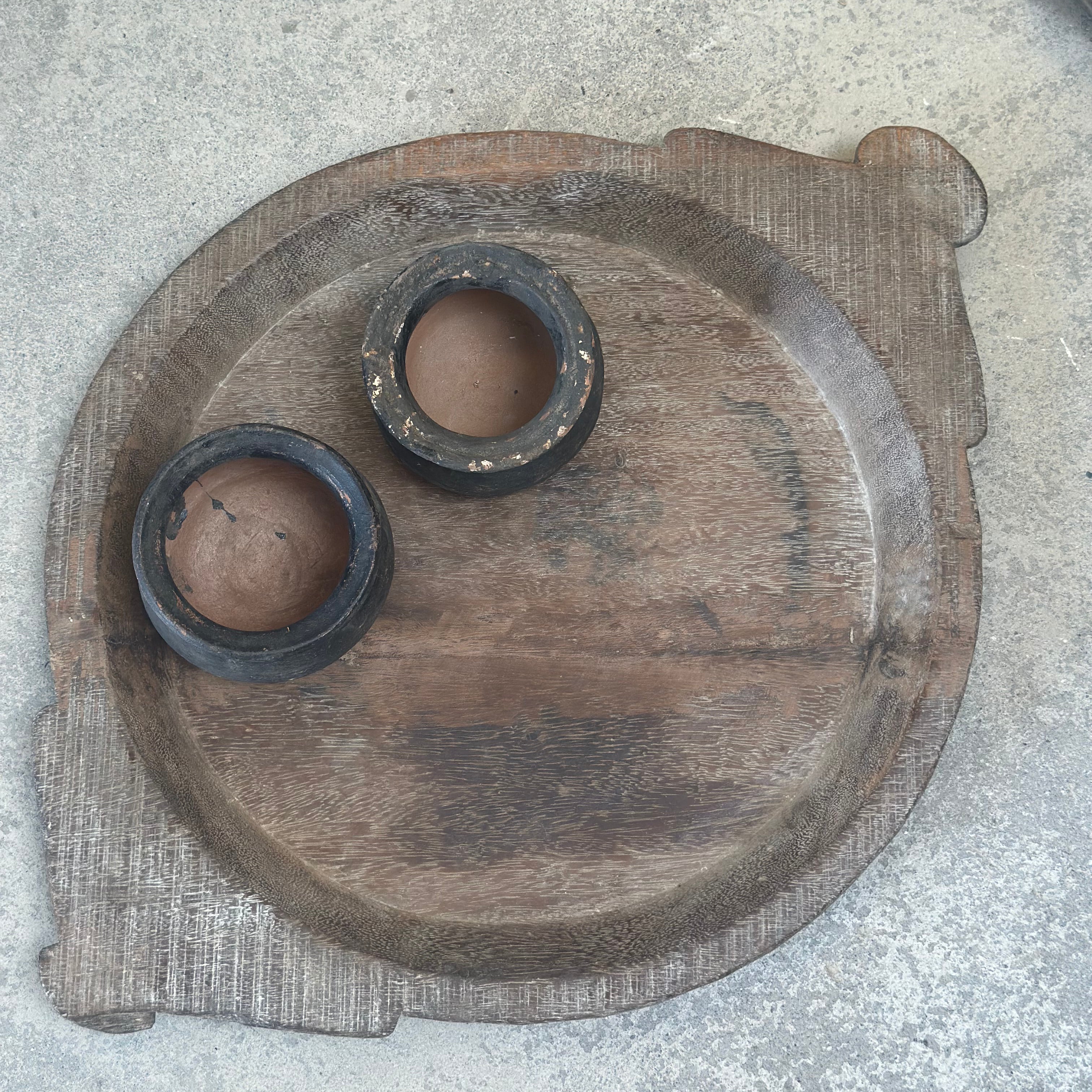 Vintage wooden tray with handle
