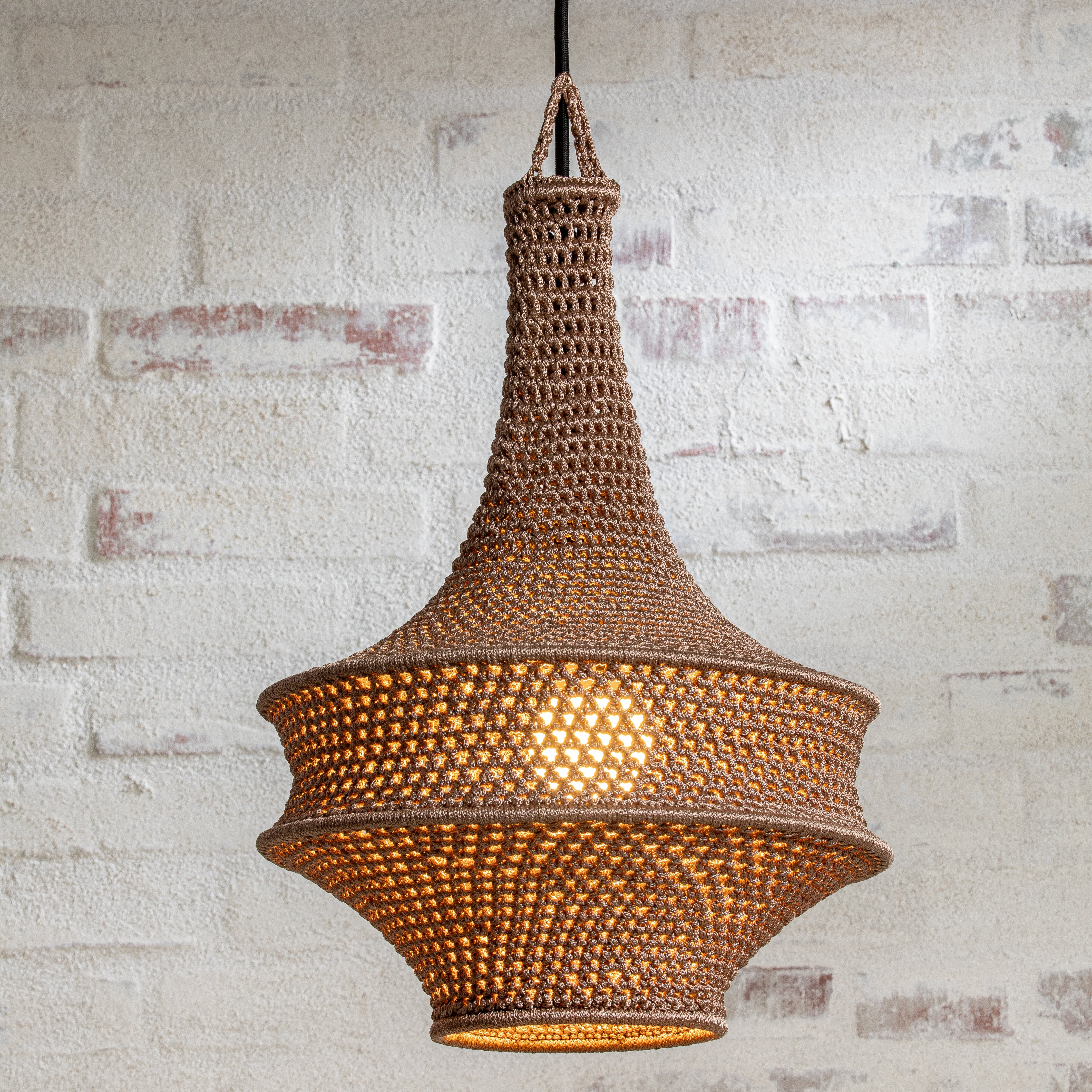 Lampeskærm - hæklet (dæmpet lilla - 25 cm.)