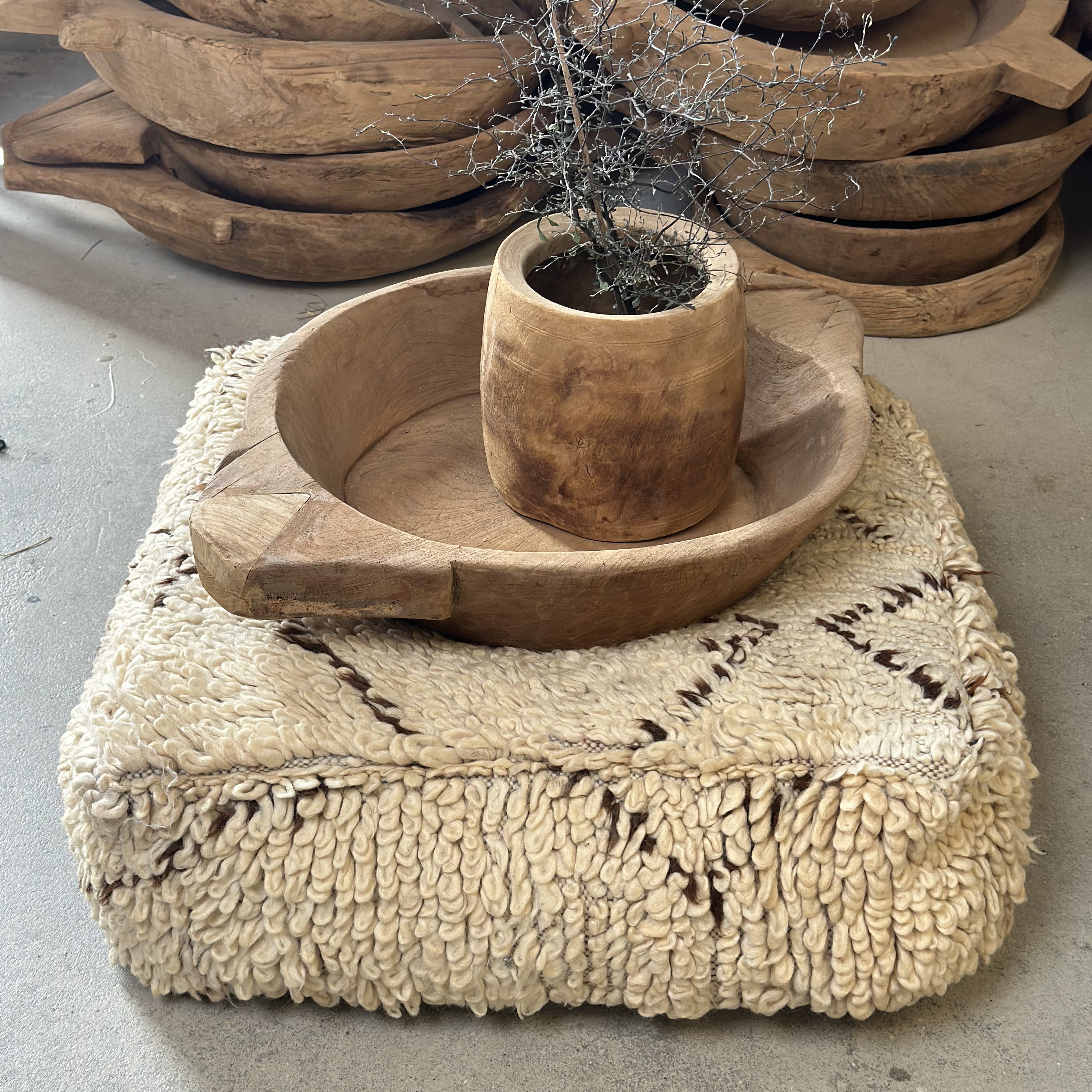 Vintage pouf - Beni Mguild - size 60x60x20 cm.