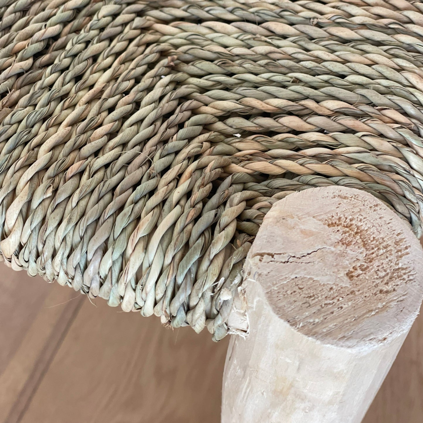 Children's stool with seat in raffia - natural