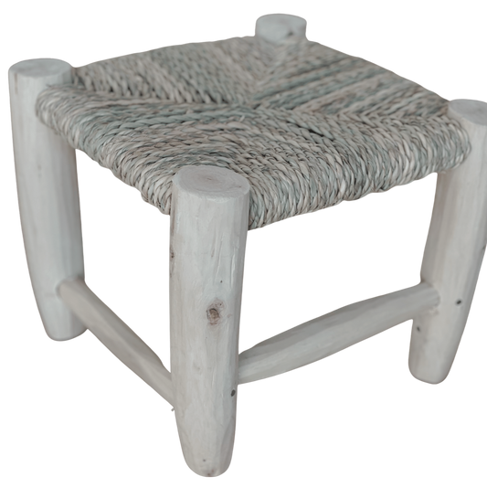 Children's stool with seat in raffia - natural