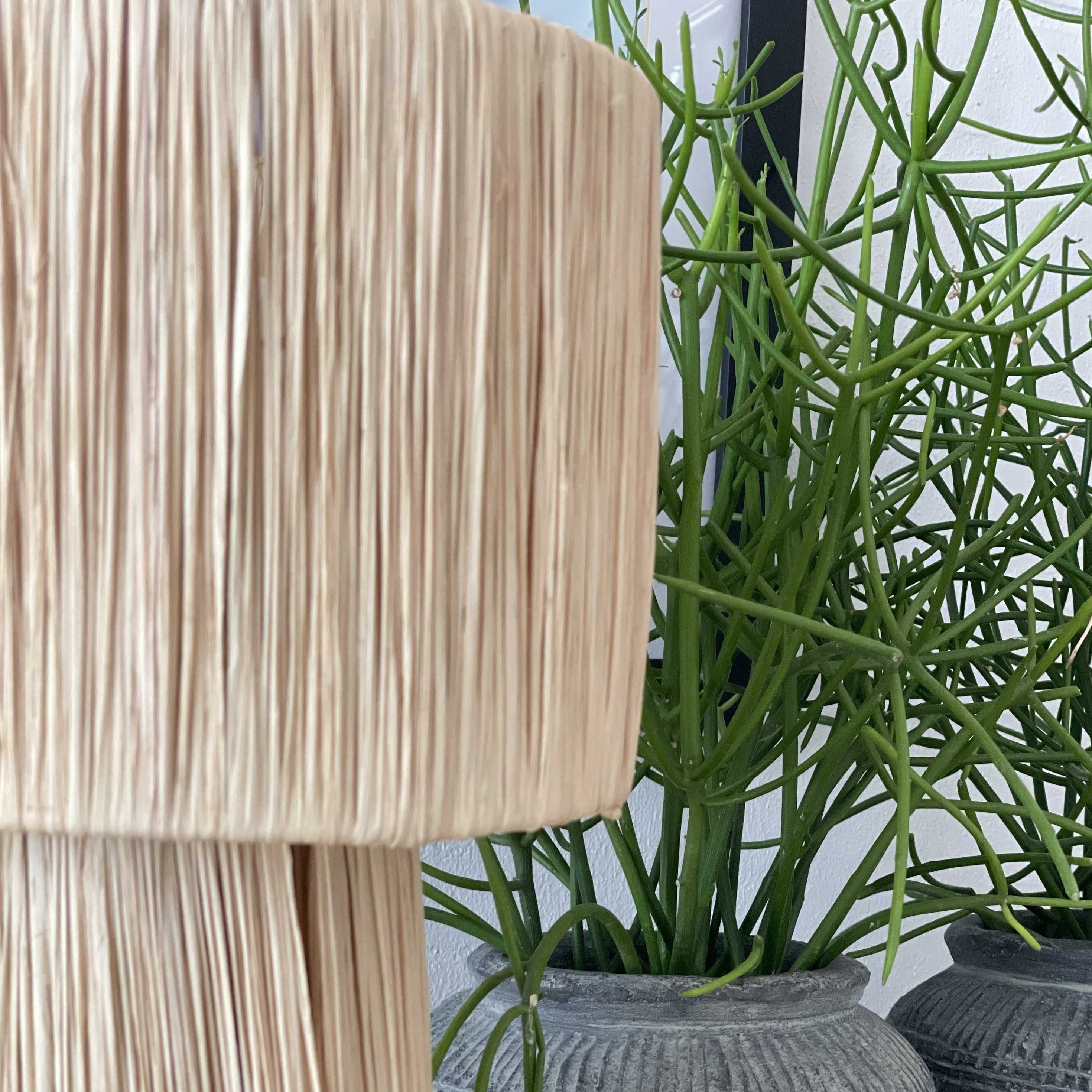 Table lamp in raffia